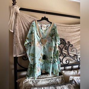 NWT Boho swim cover up, one size fits most. Lace up front with tassel closure.